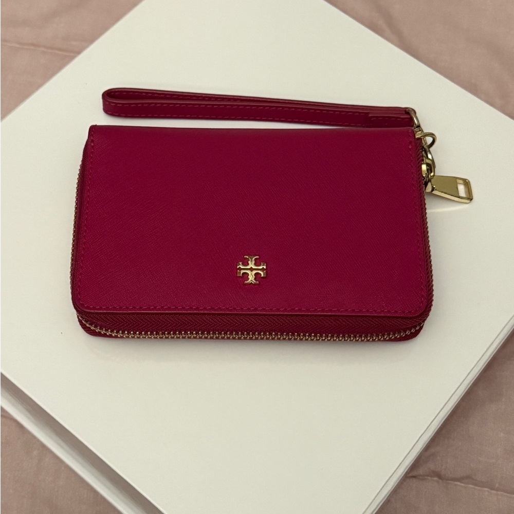 Tory Burch Rose Pink Leather Clutch Wristlet